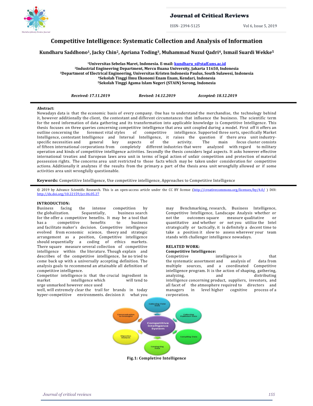 Competitive Intelligence: Systematic Collection and Analysis of Information