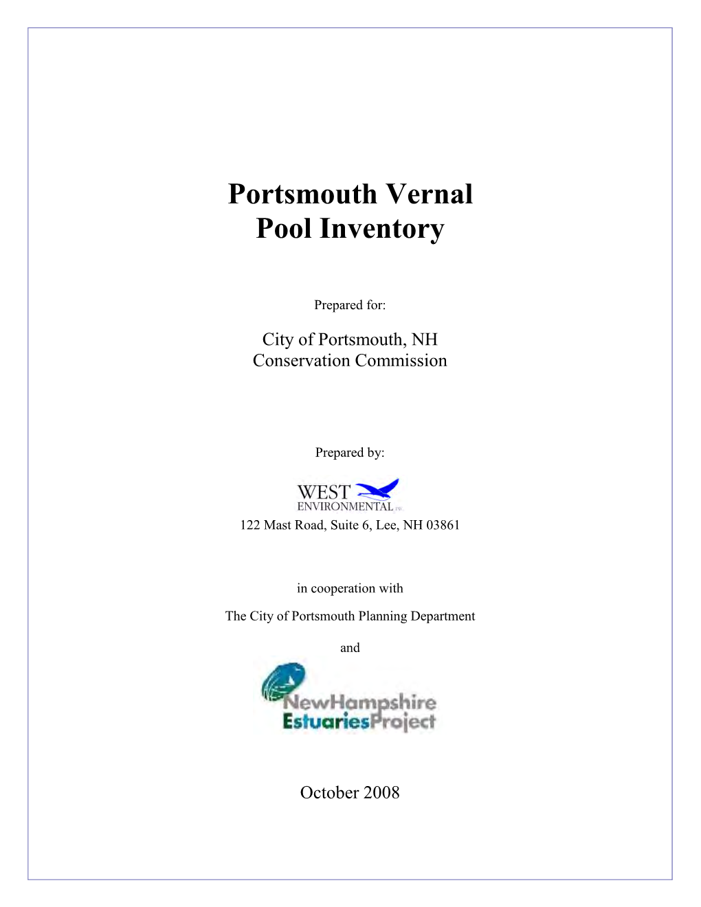 Portsmouth Vernal Pool Inventory