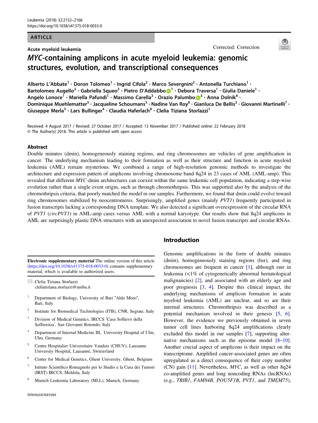 MYC-Containing Amplicons in Acute Myeloid Leukemia: Genomic Structures, Evolution, and Transcriptional Consequences