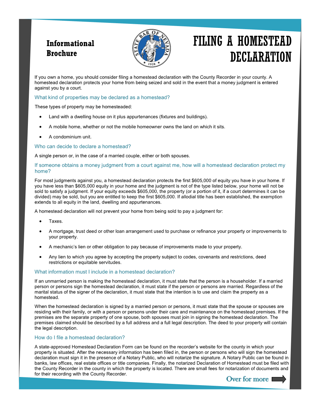 Filing a Homestead Declaration with the County Recorder in Your County