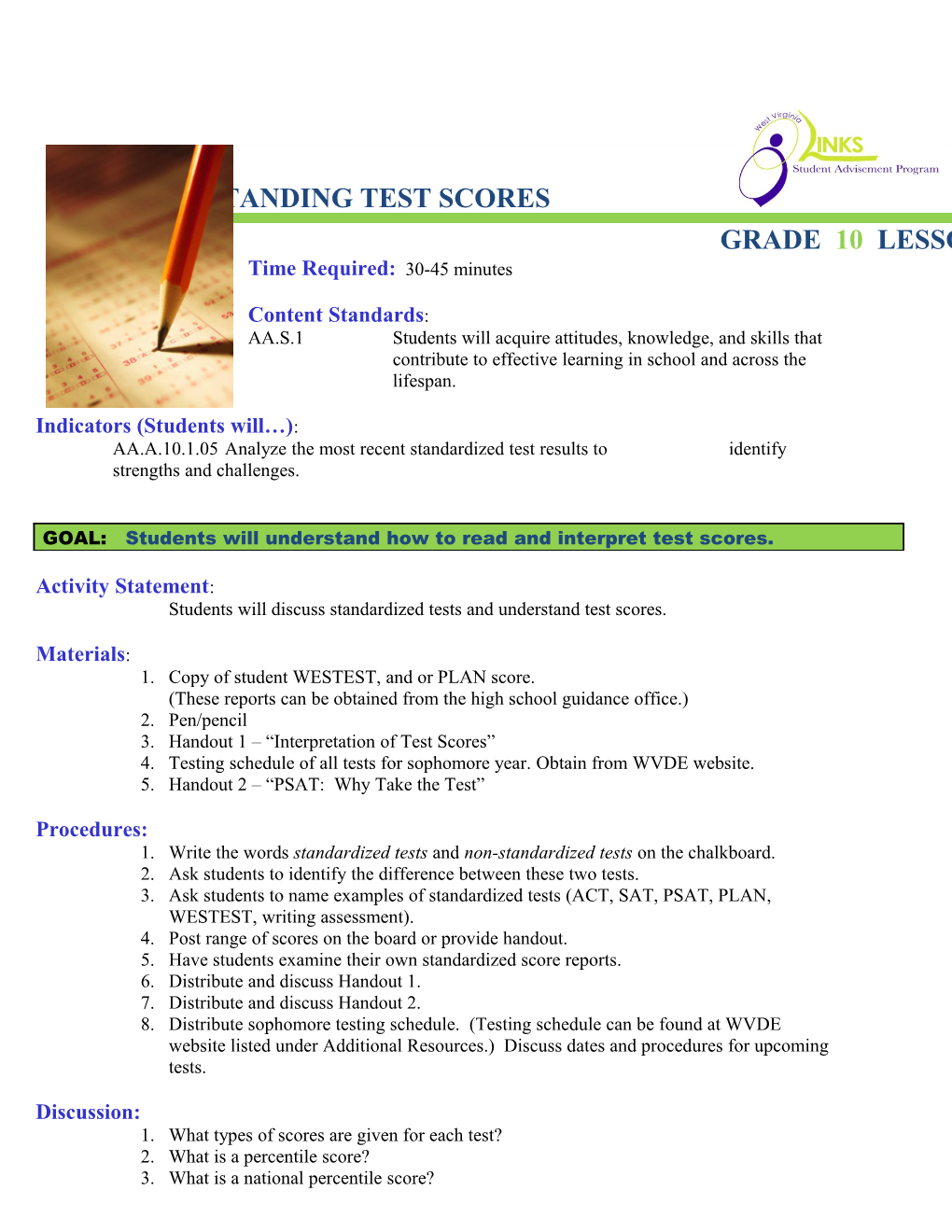 UNDERSTANDING TEST SCORES Handout 2