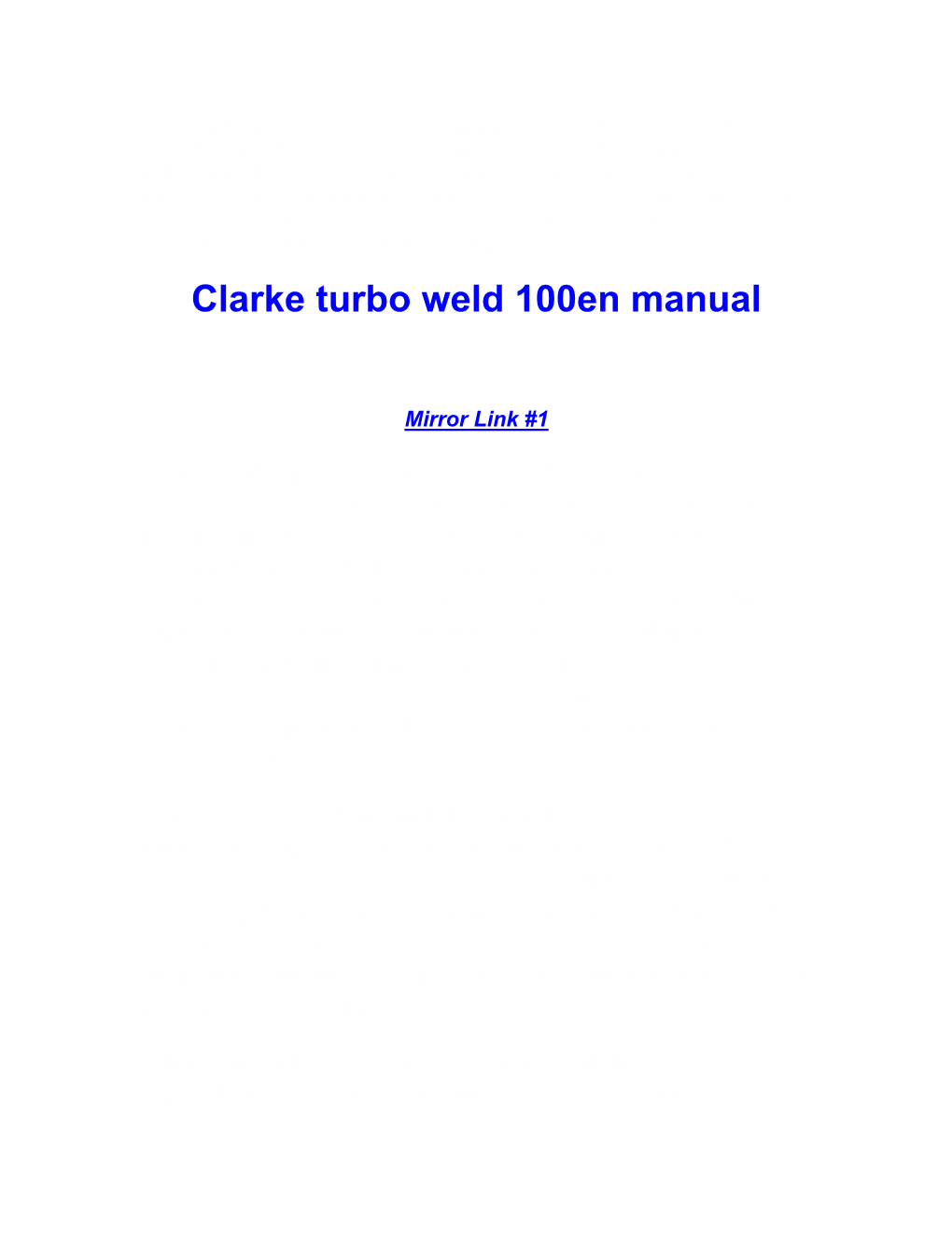 Clarke Turbo Weld 100En Manual