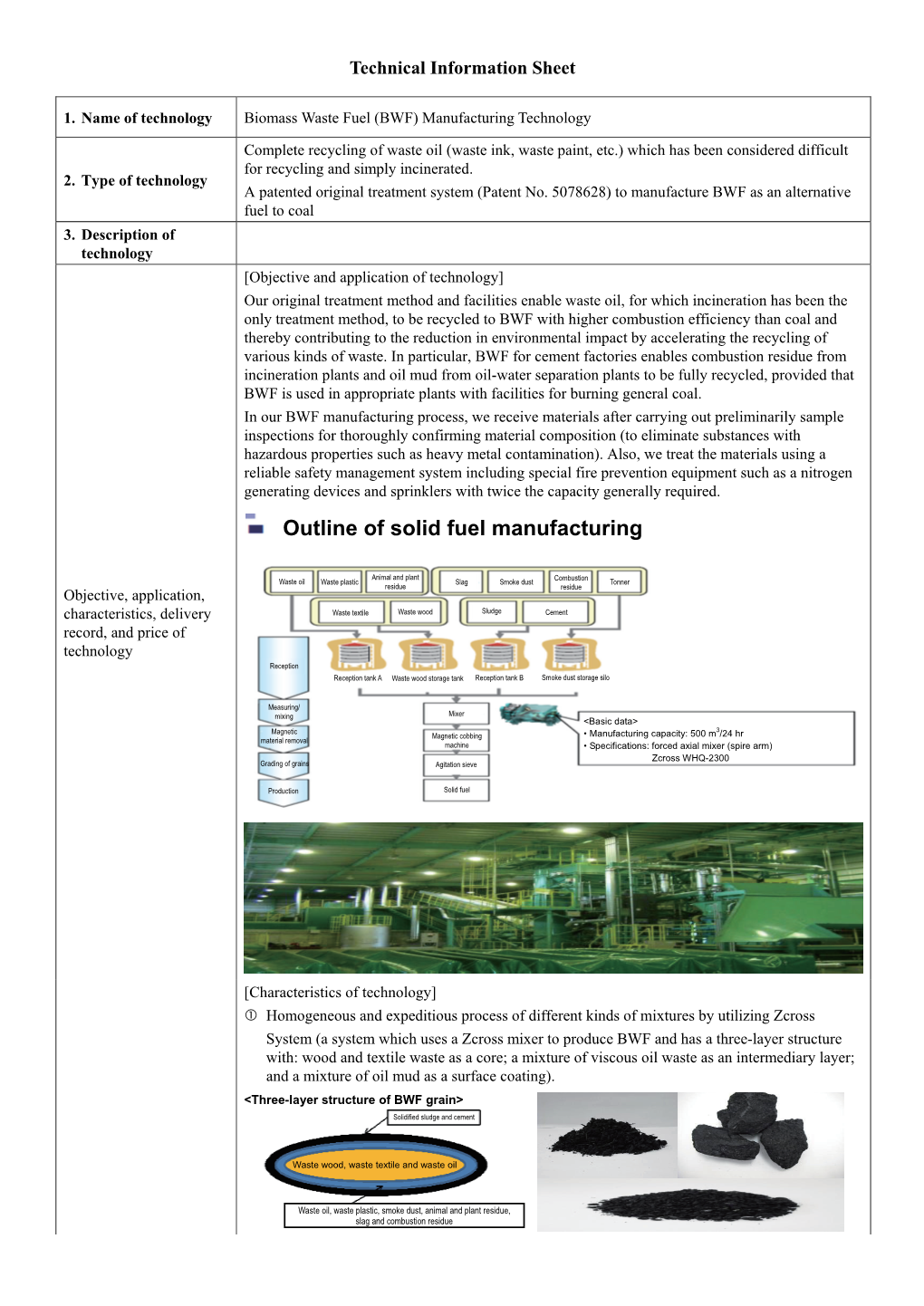 Outline of Solid Fuel Manufacturing