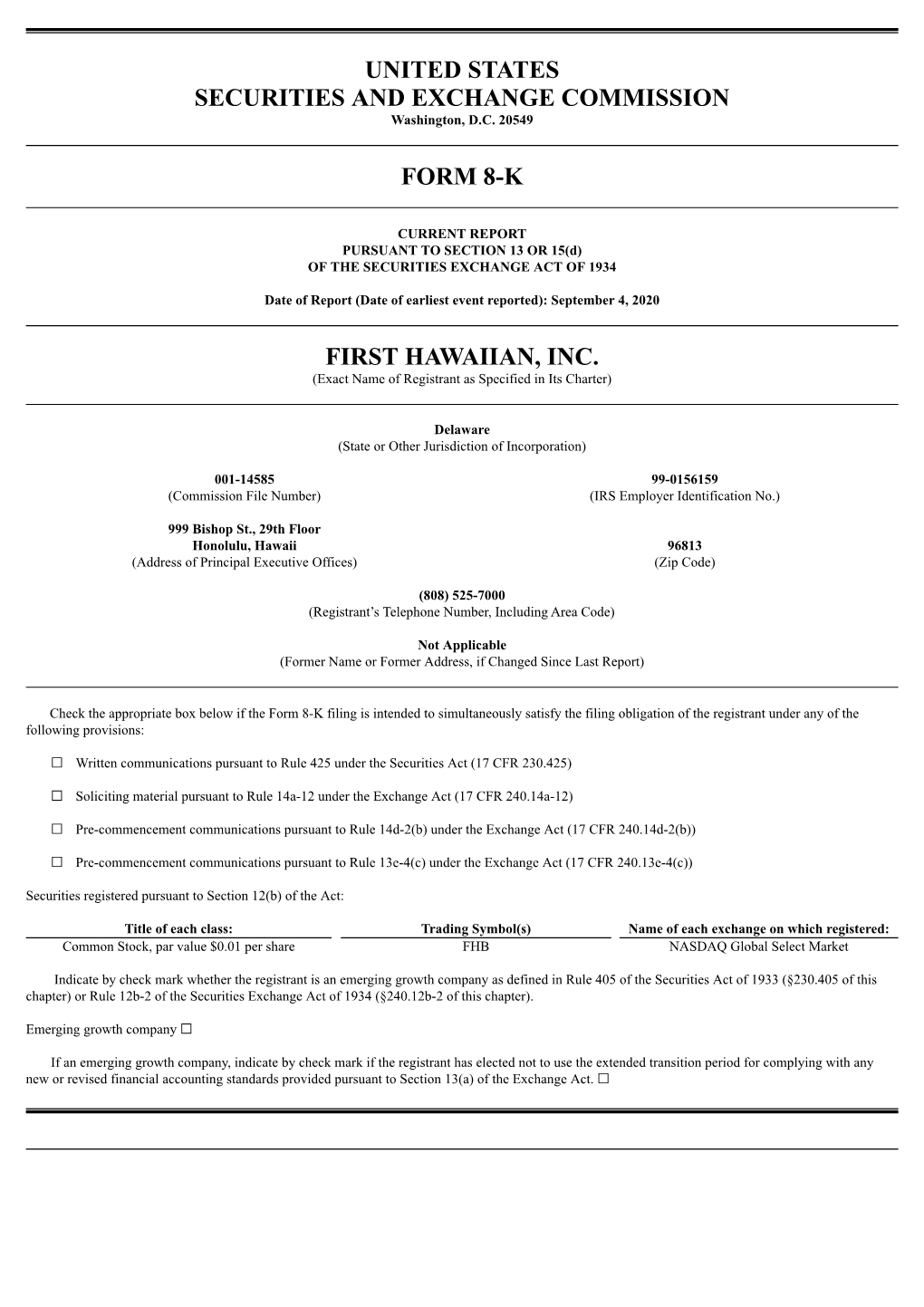 United States Securities and Exchange Commission Form