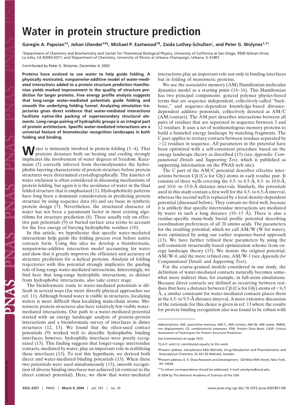 Water in Protein Structure Prediction