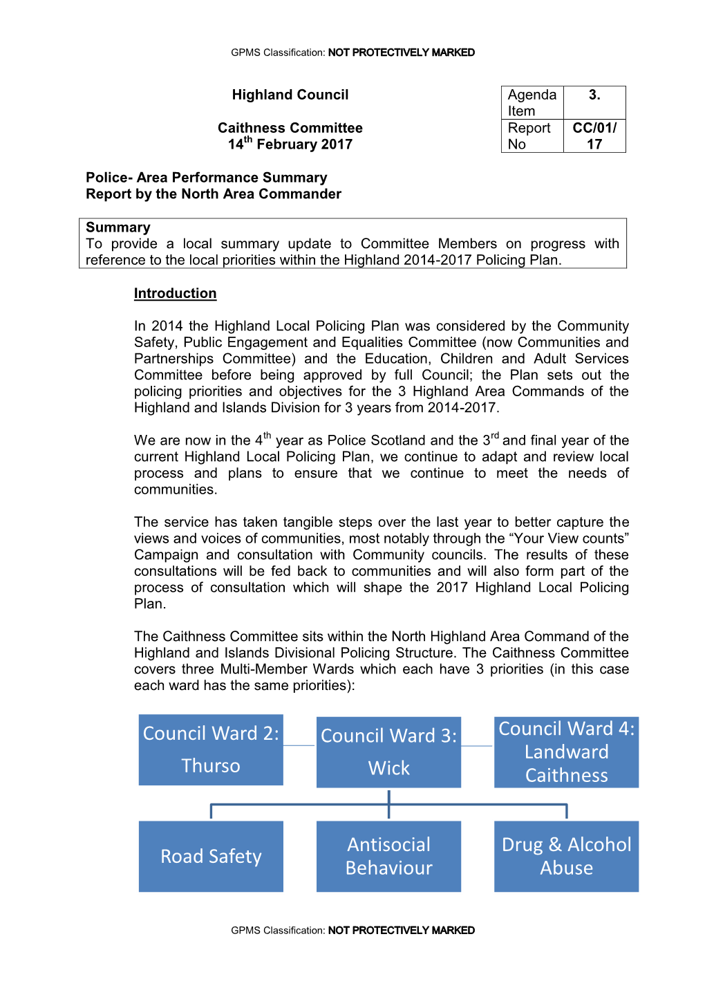 Police- Area Performance Summary Report by the North Area Commander