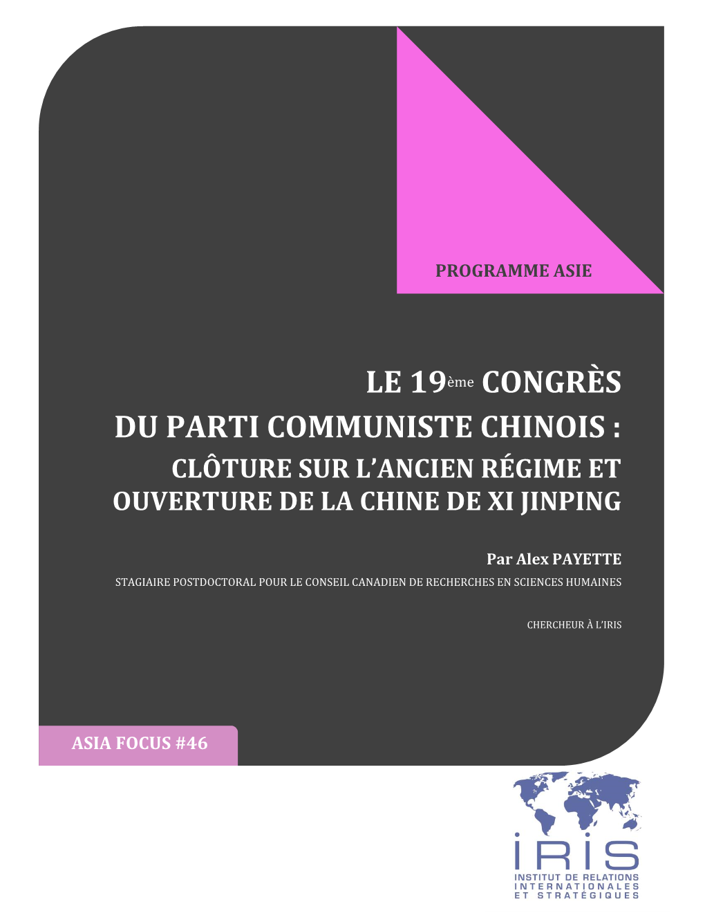 LE 19Ème CONGRÈS DU PARTI COMMUNISTE CHINOIS