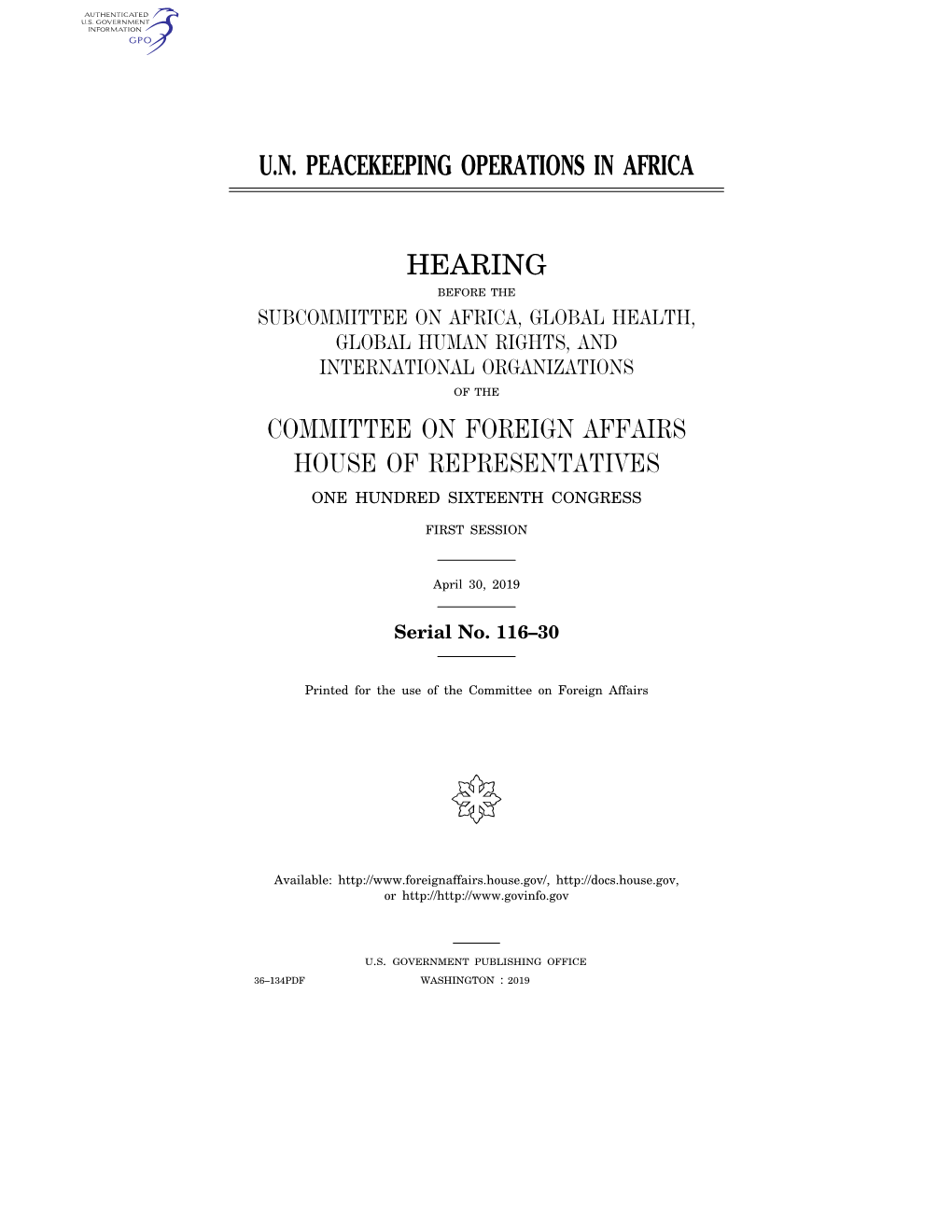 U.N. Peacekeeping Operations in Africa