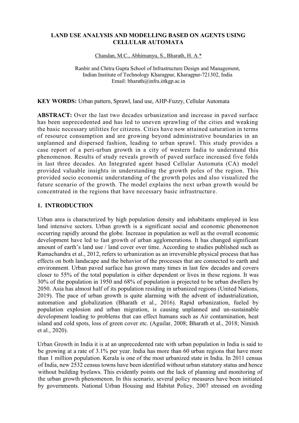 Urban Pattern, Sprawl, Land Use, AHP-Fuzzy, Cellular Automata