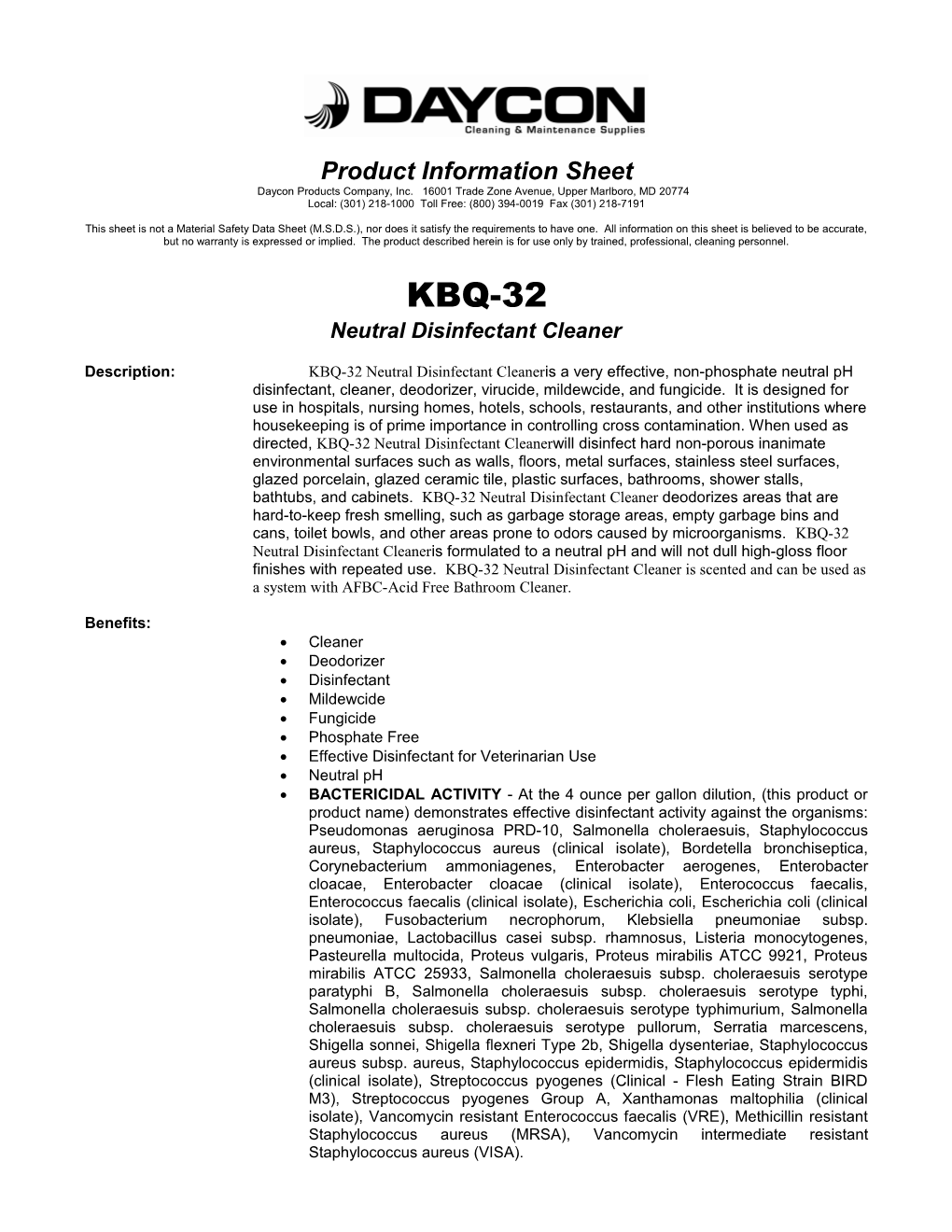 Product Information Sheet s1