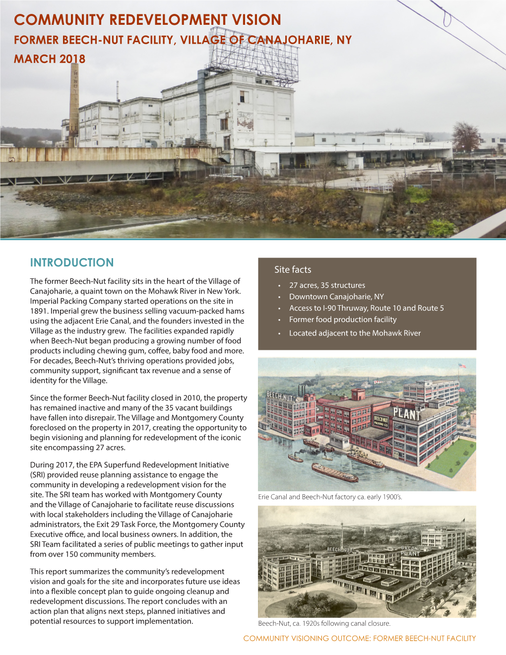 Community Redevelopment Vision Former Beech-Nut Facility, Village of Canajoharie, Ny March 2018