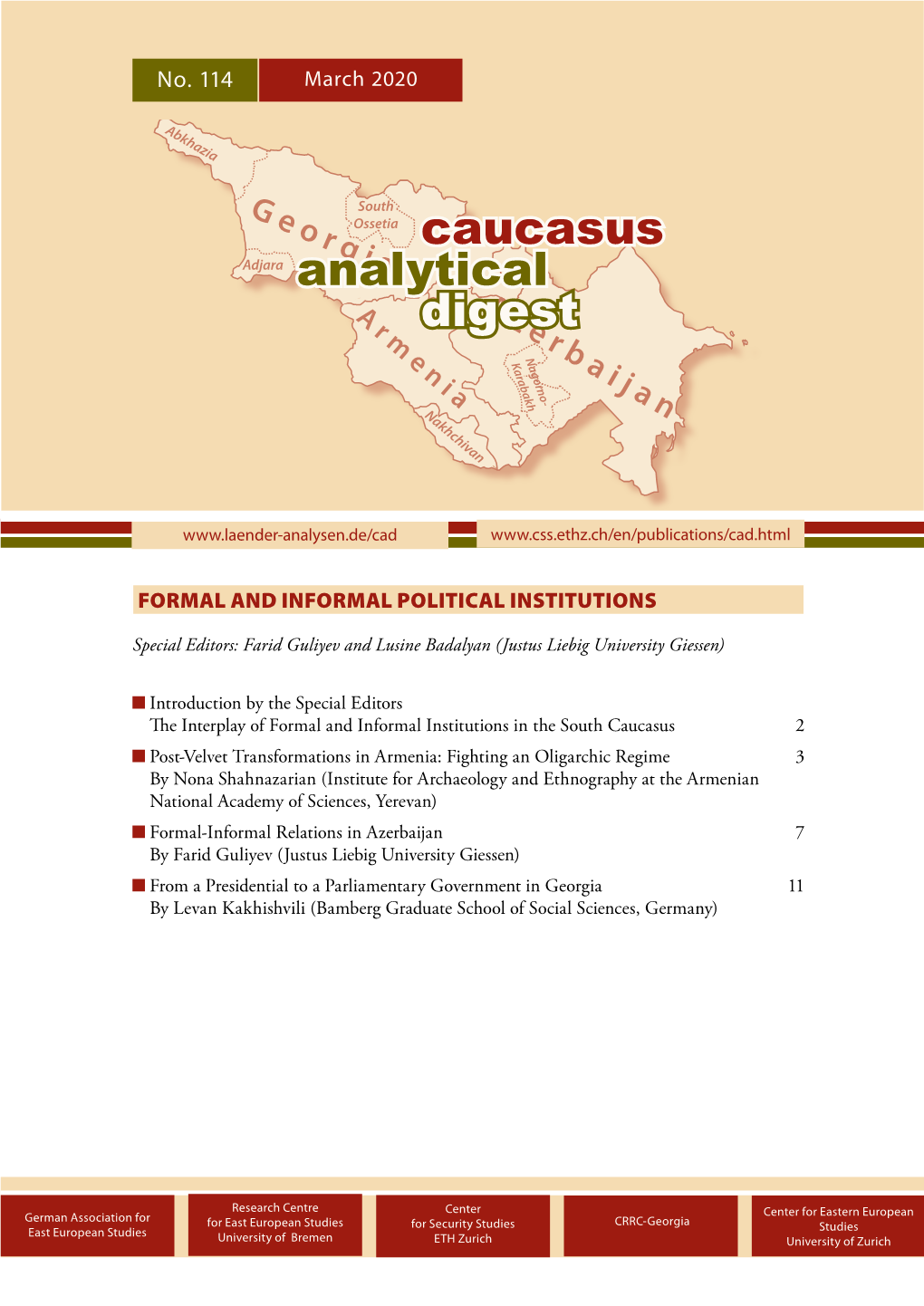 CAUCASUS ANALYTICAL DIGEST No. 114, March 2020 2