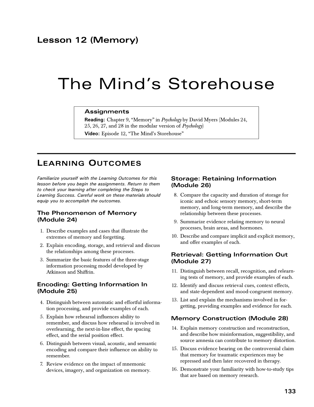 The Mind's Storehouse