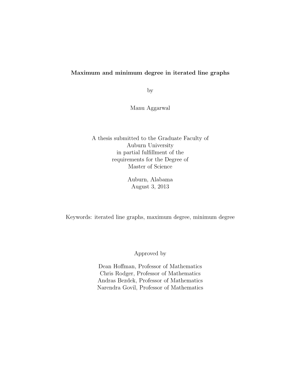 Maximum and Minimum Degree in Iterated Line Graphs by Manu