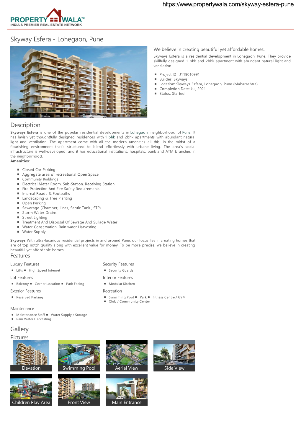 Skyway Esfera - Lohegaon, Pune We Believe in Creating Beautiful Yet Affordable Homes