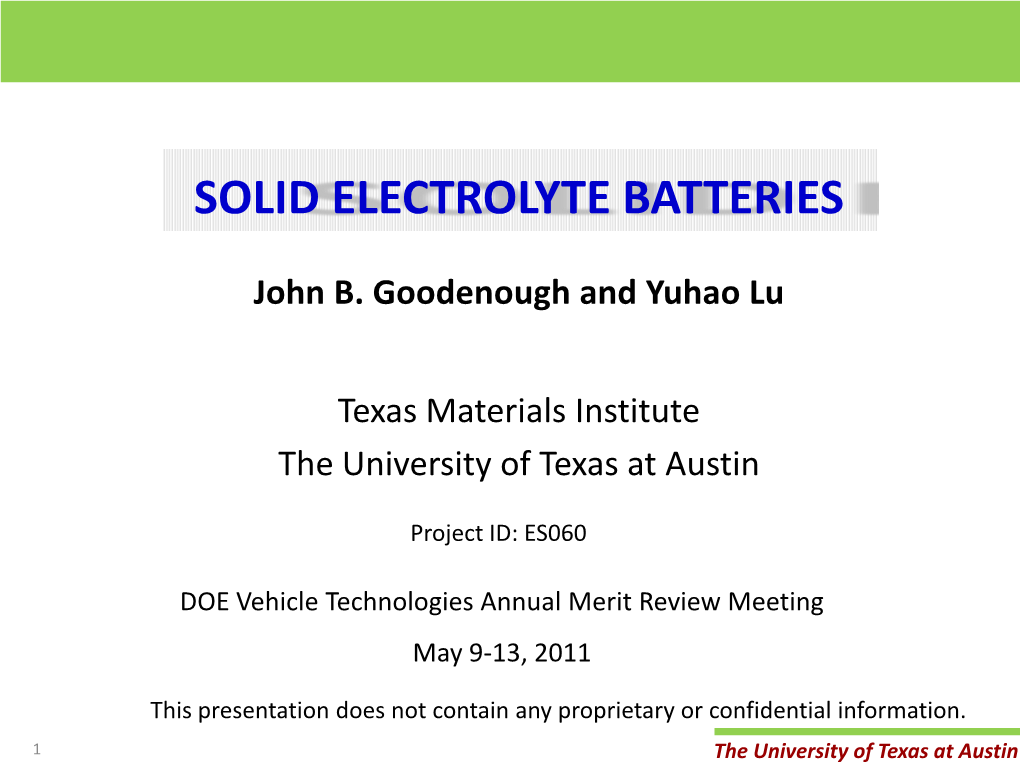 Solid Electrolyte Batteries