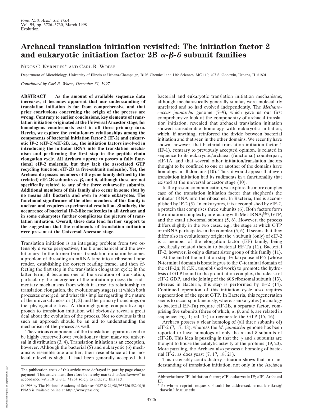 Archaeal Translation Initiation Revisited: the Initiation Factor 2 and Eukaryotic Initiation Factor 2B ␣-␤-␦ Subunit Families