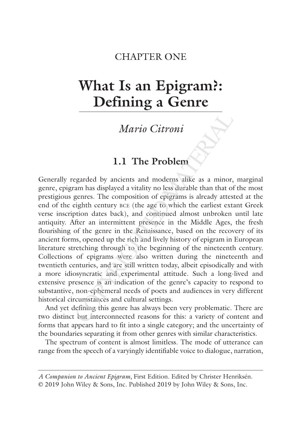 1.3 Ideas of Latin Epigram Through Time