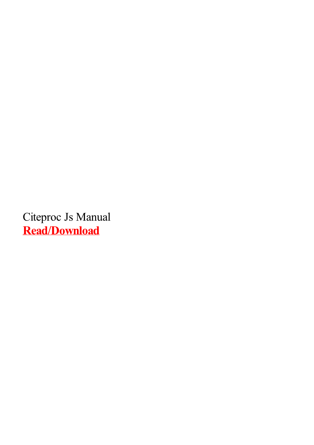 Citeproc Js Manual