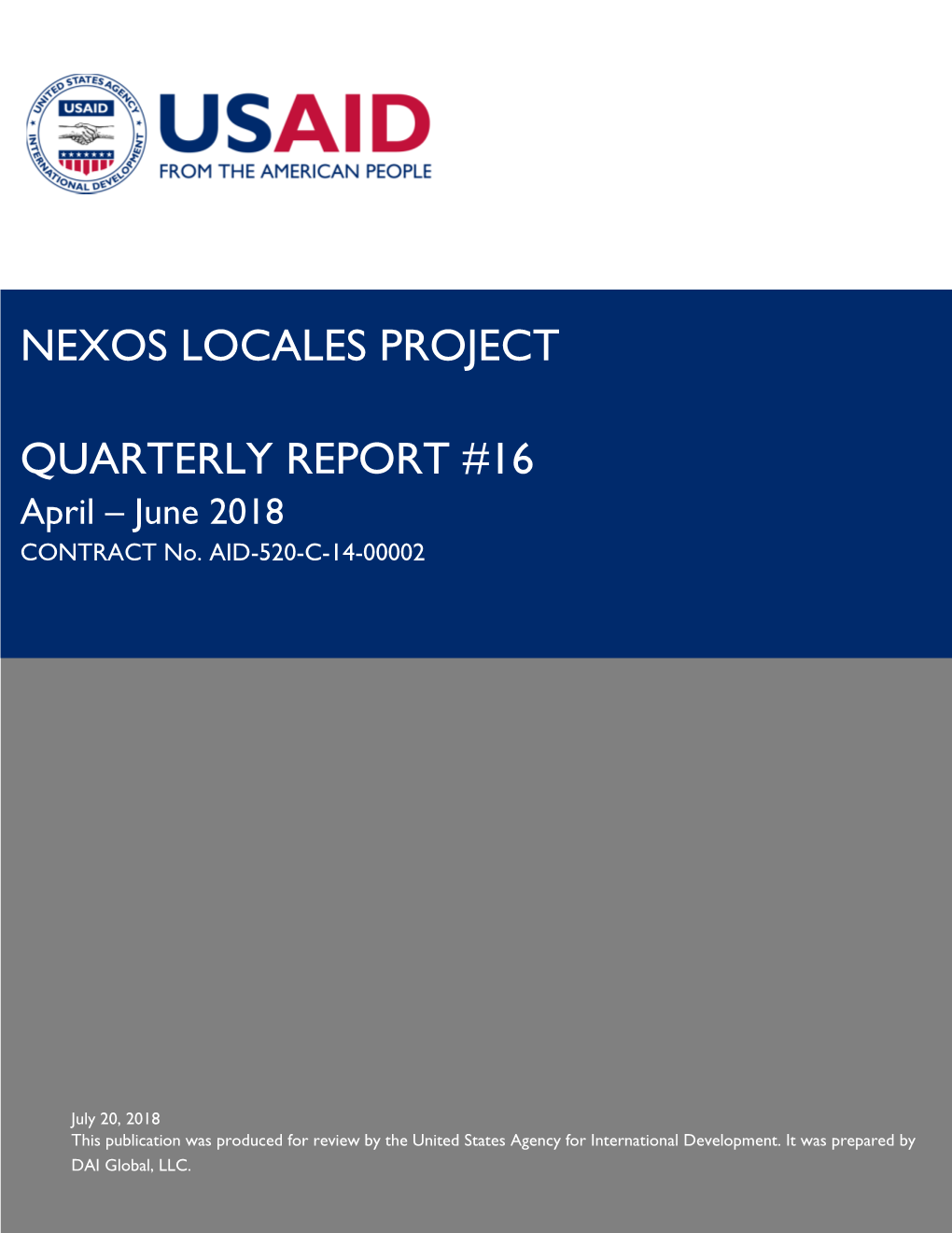 Nexos Locales Project Quarterly Report