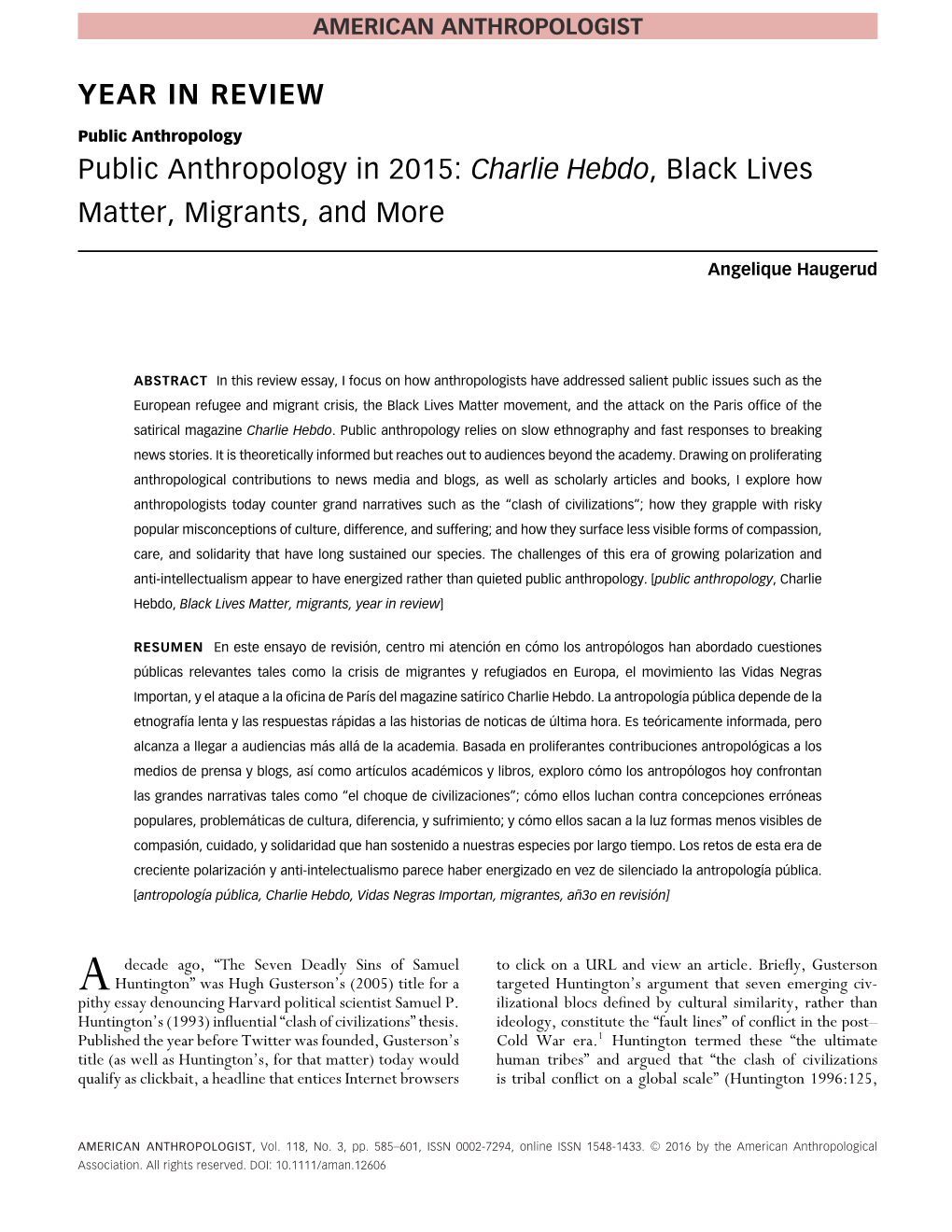 Public Anthropology in 2015: <I>Charlie Hebdo</I