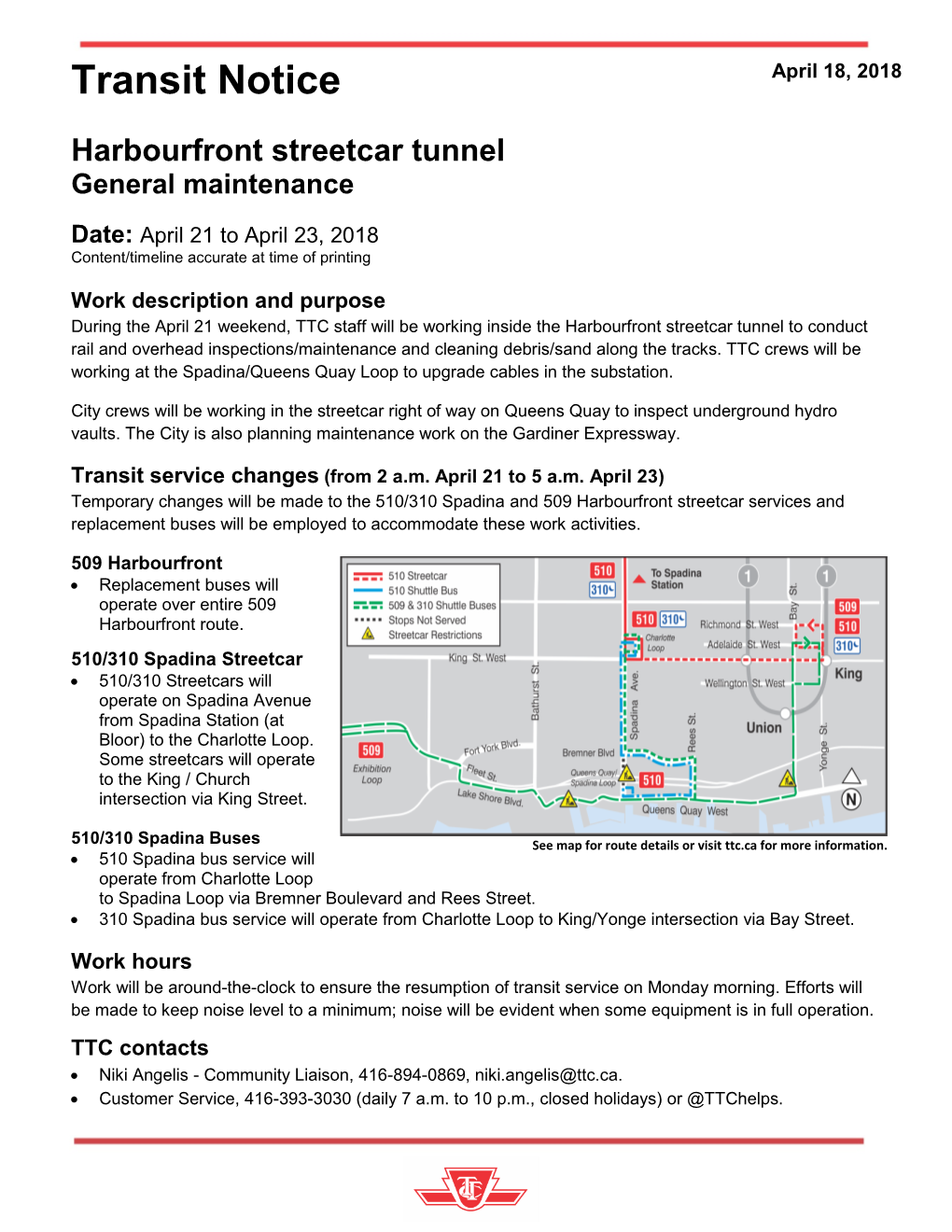 Transit Notice April 18, 2018