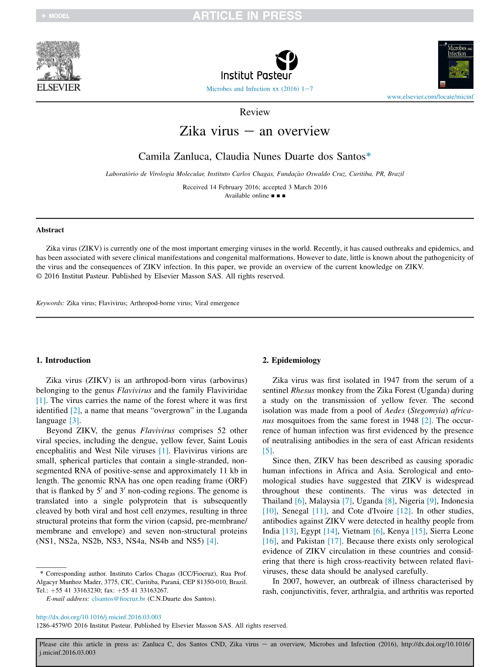 Zika Virus E an Overview