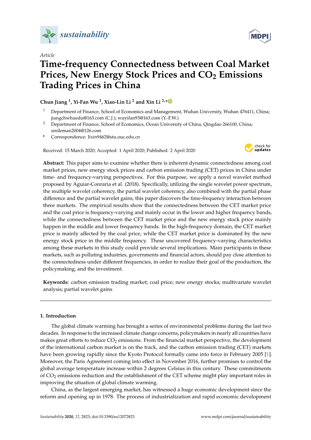 Time-Frequency Connectedness Between Coal Market Prices, New Energy Stock Prices and CO2 Emissions Trading Prices in China