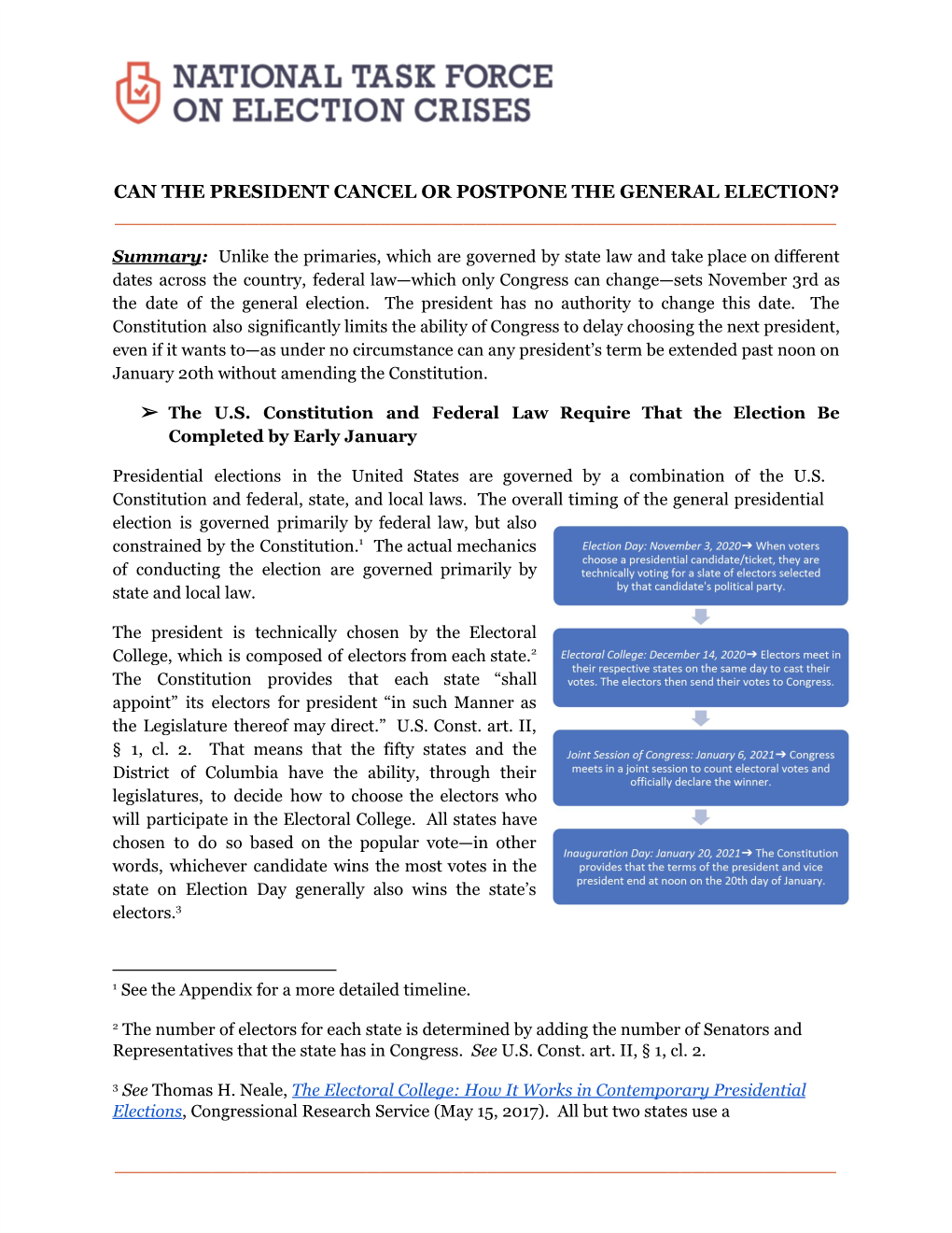 Can the President Cancel Or Postpone the General Election? ______