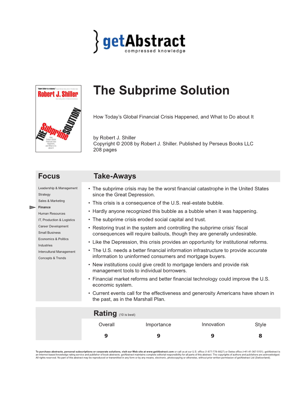 The Subprime Solution