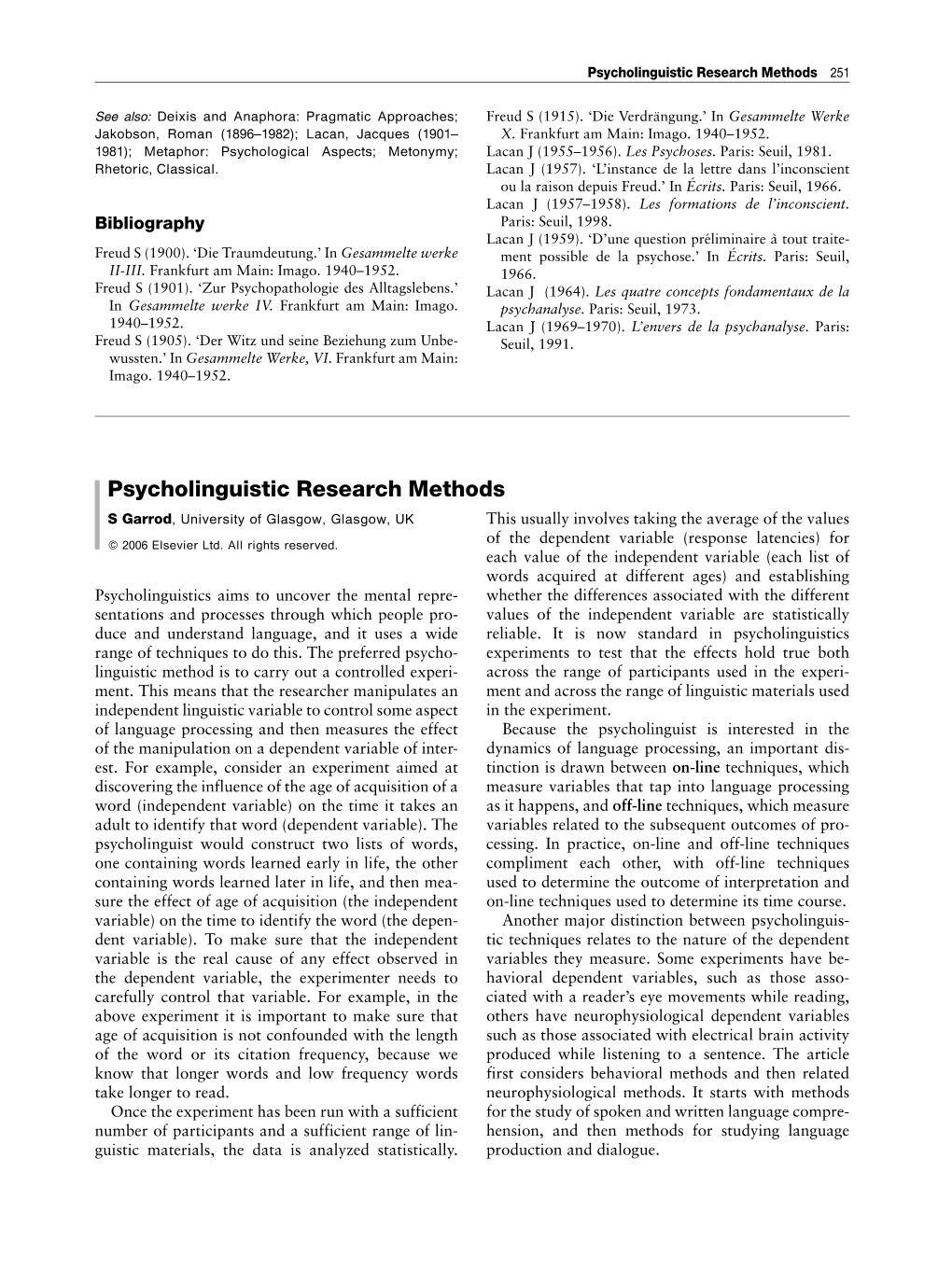 Psycholinguistic Research Methods 251