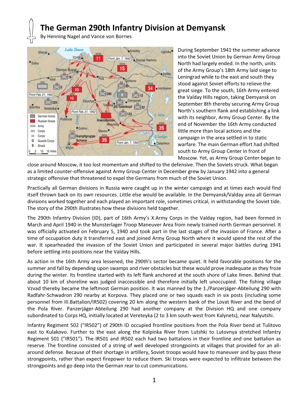 The German 290Th Infantry Division at Demyansk by Henning Nagel and Vance Von Borries