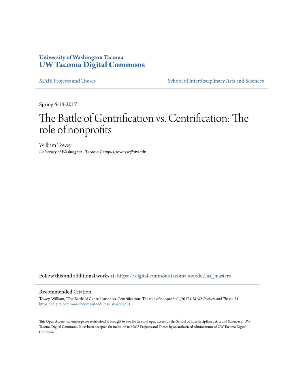 The Battle of Gentrification Vs. Centrification: the Role of Nonprofits