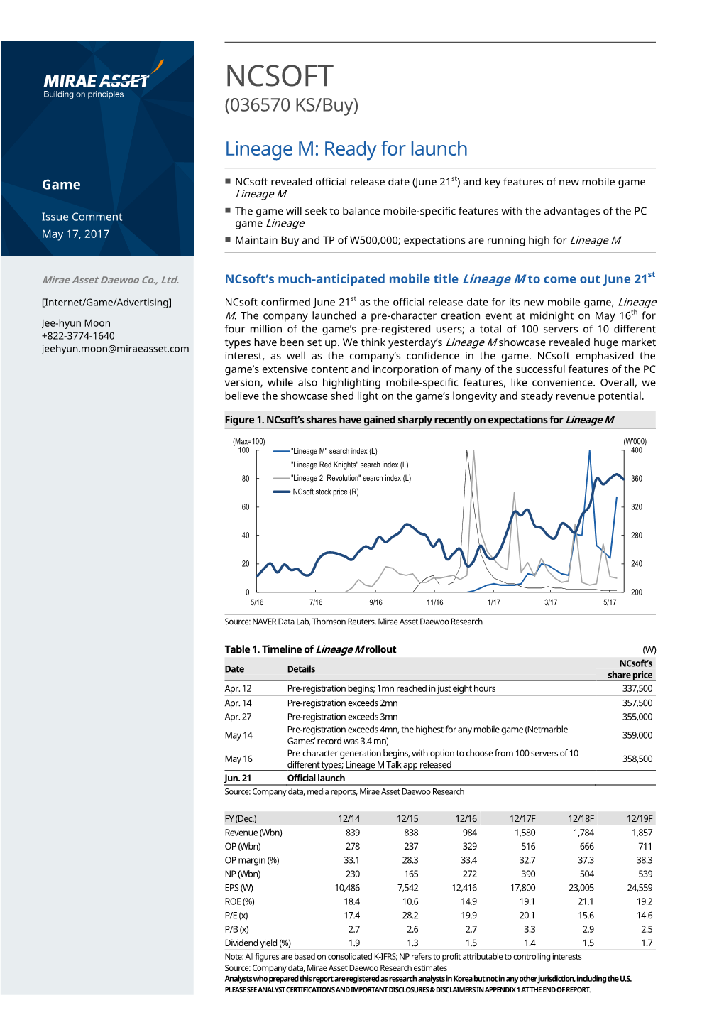 NCSOFT (036570 KS /Buy )