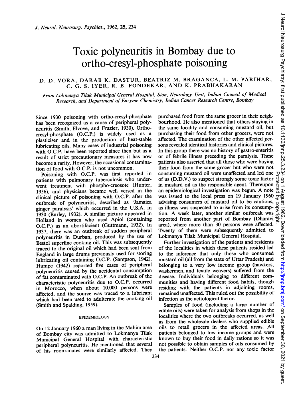 Ortho-Cresyl-Phosphate Poisoning