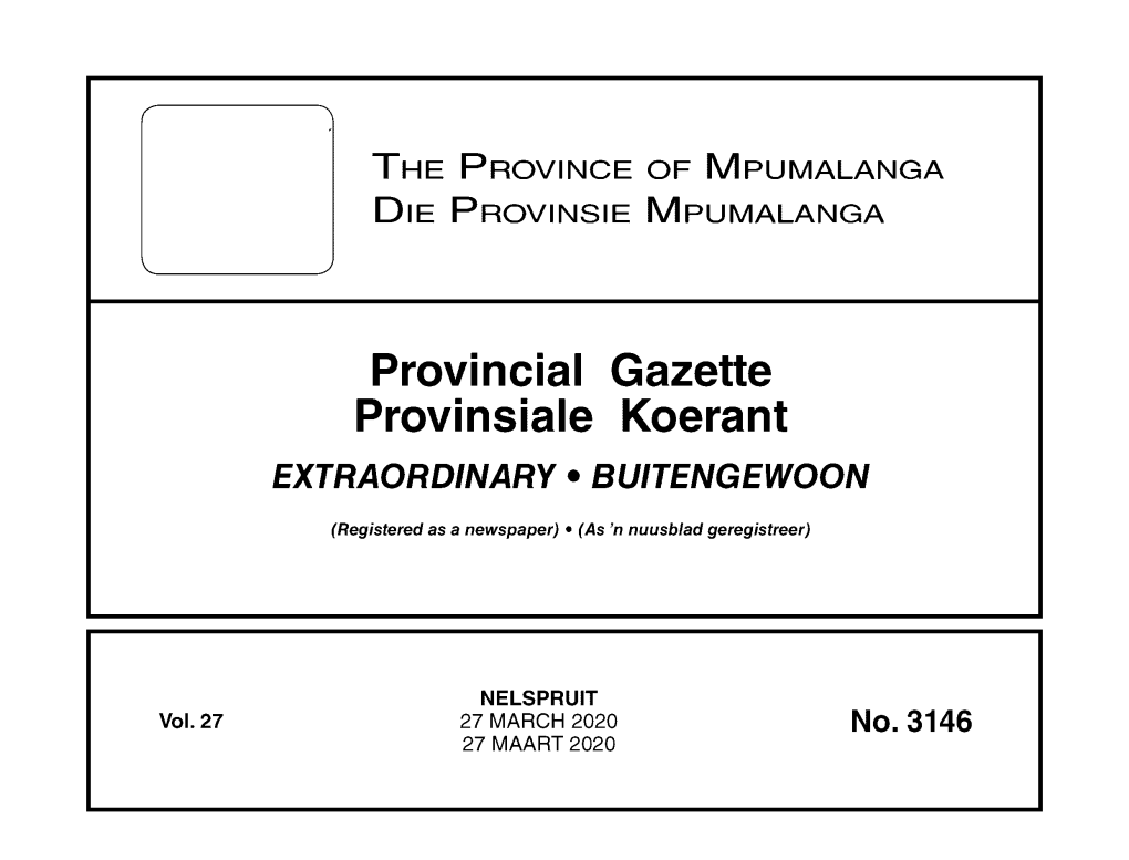 Provincial Gazette Provinsiale Koerant EXTRAORDINARY • BUITENGEWOON