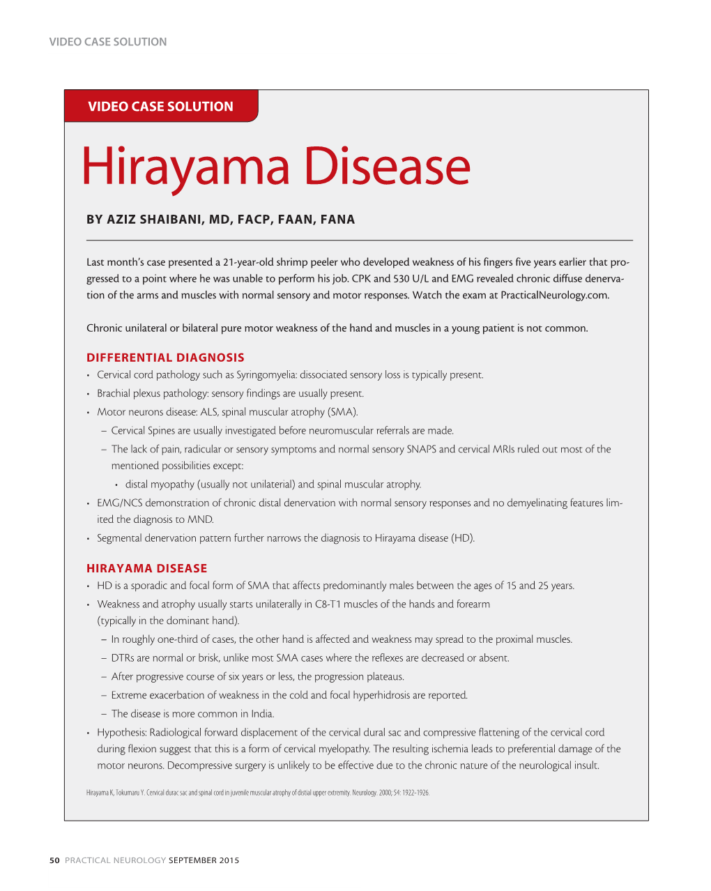 Hirayama Disease