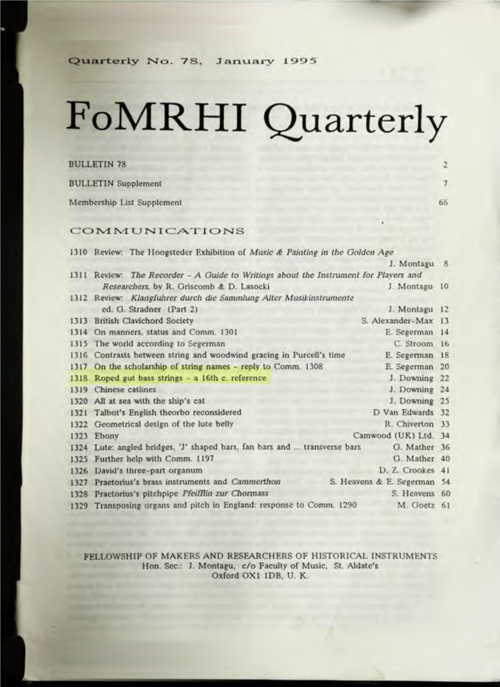 Fomrhi Quarterly