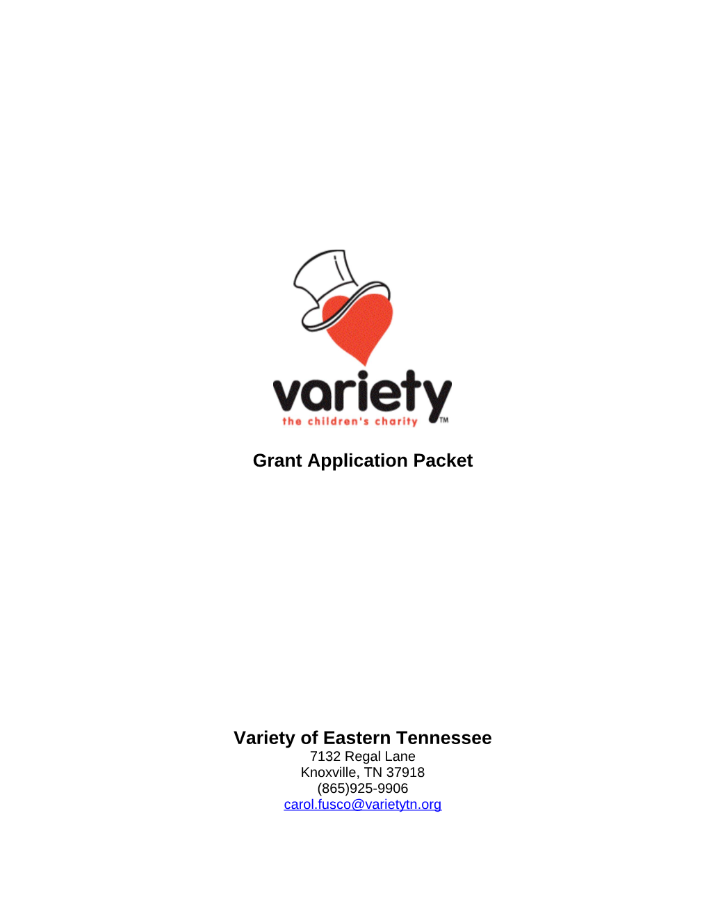 Variety of Eastern Tennessee Grant Application