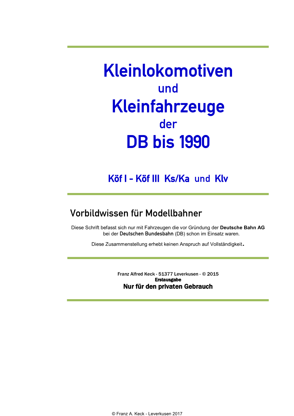 Kleinlokomotiven Kleinfahrzeuge DB Bis 1990