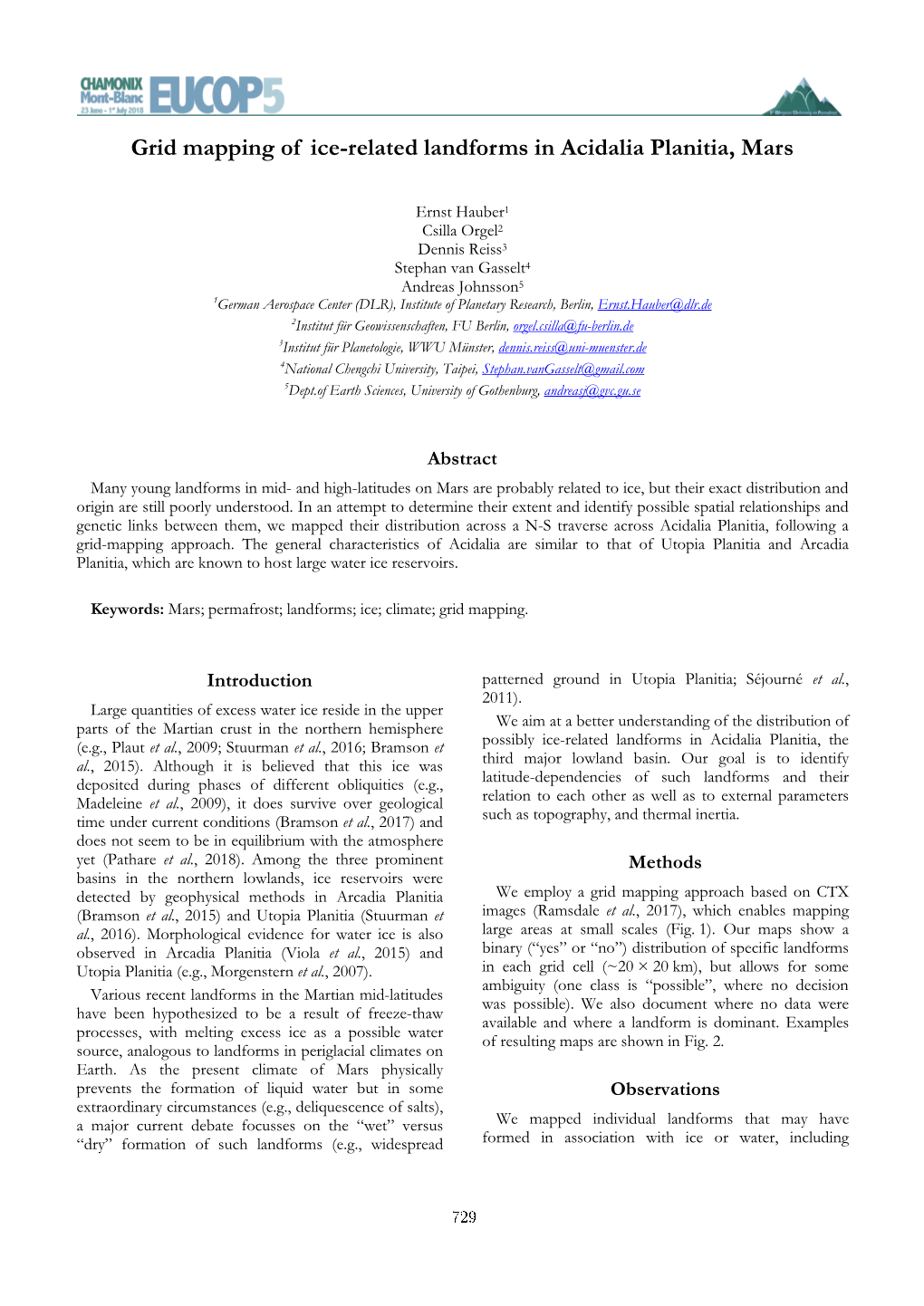 Grid Mapping of Ice-Related Landforms in Acidalia Planitia, Mars