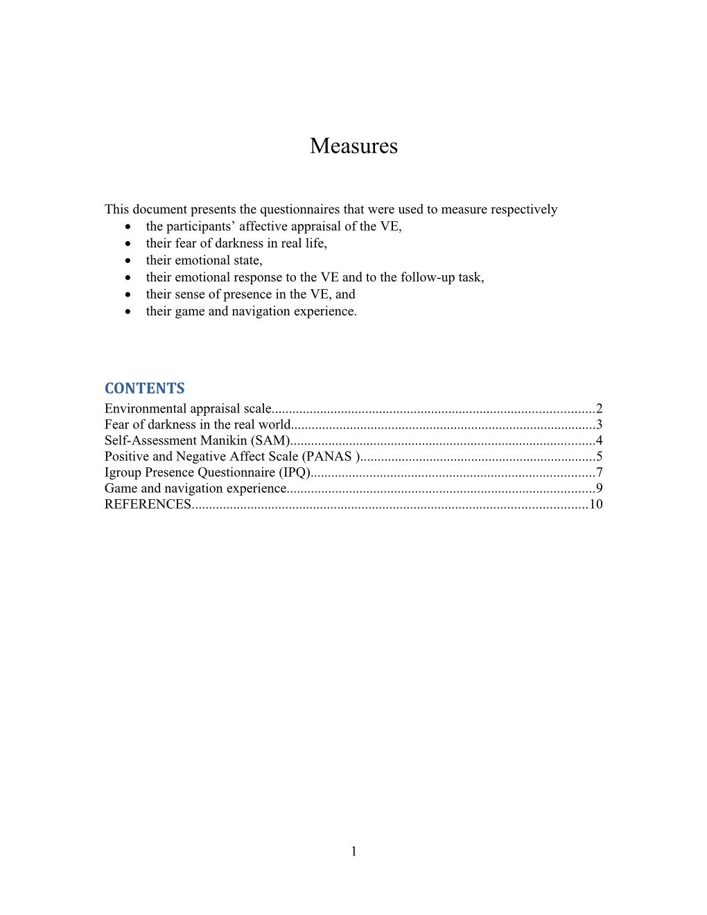 This Document Presents the Questionnaires That Were Used to Measure Respectively