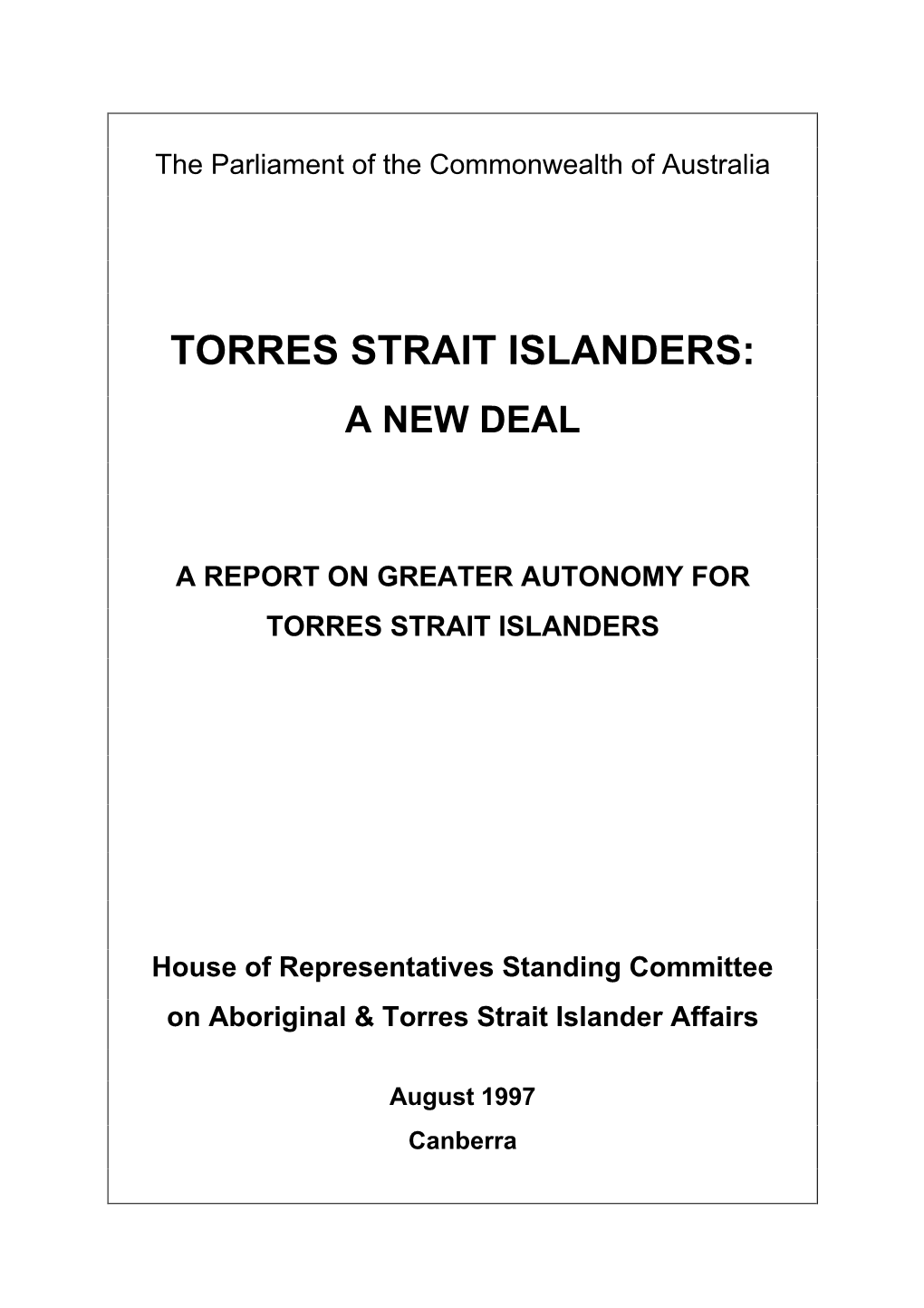 Torres Strait Islanders: a New Deal