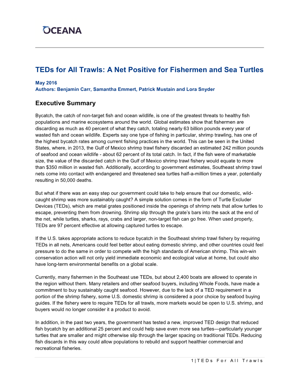 Teds for All Trawls: a Net Positive for Fishermen and Sea Turtles