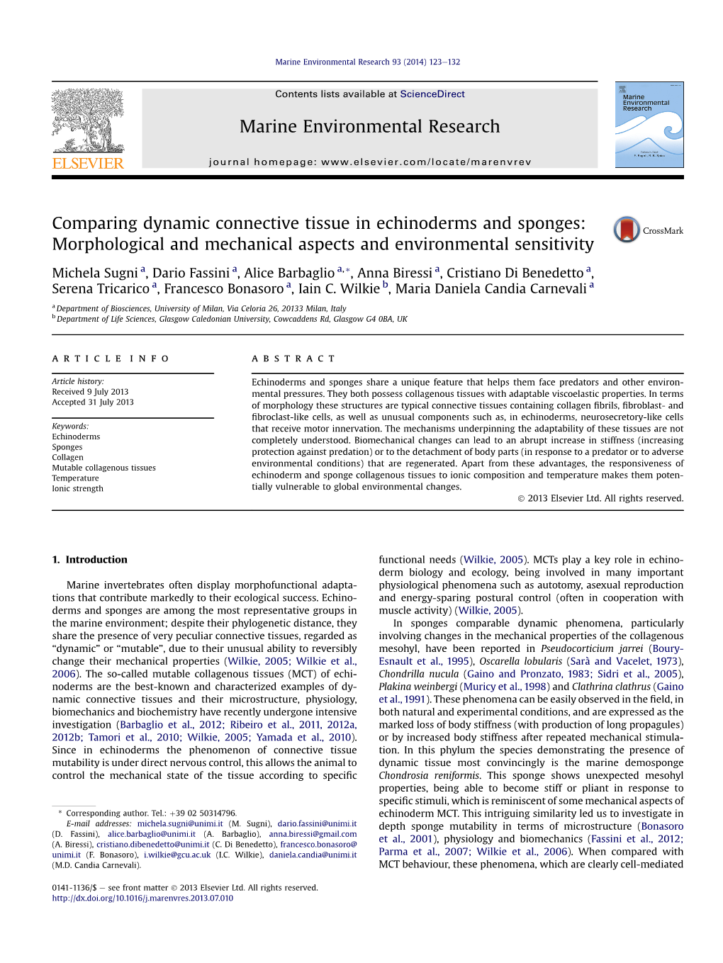 Comparing Dynamic Connective Tissue in Echinoderms and Sponges: Morphological and Mechanical Aspects and Environmental Sensitivity