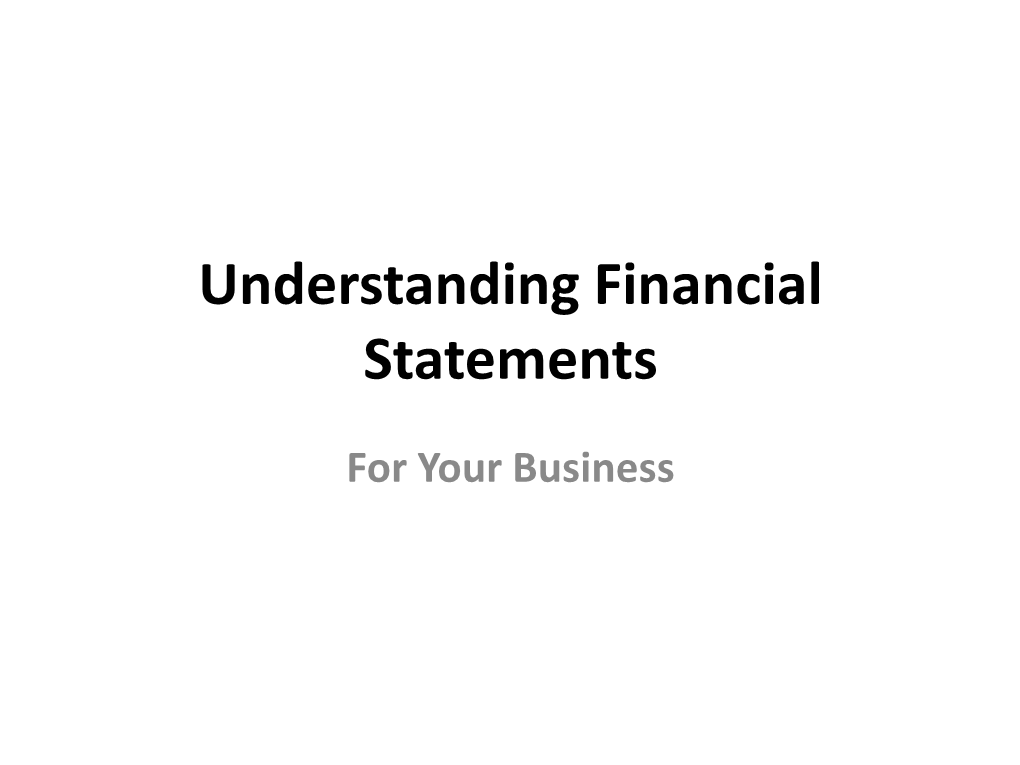 Understanding Financial Statements