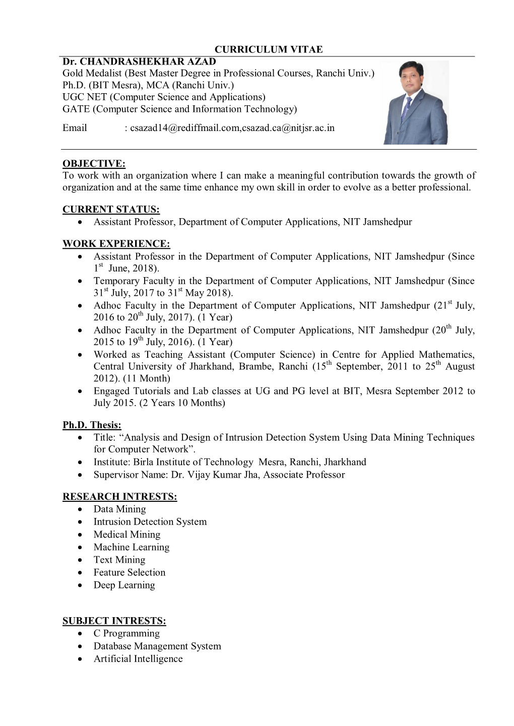 CURRICULUM VITAE Dr