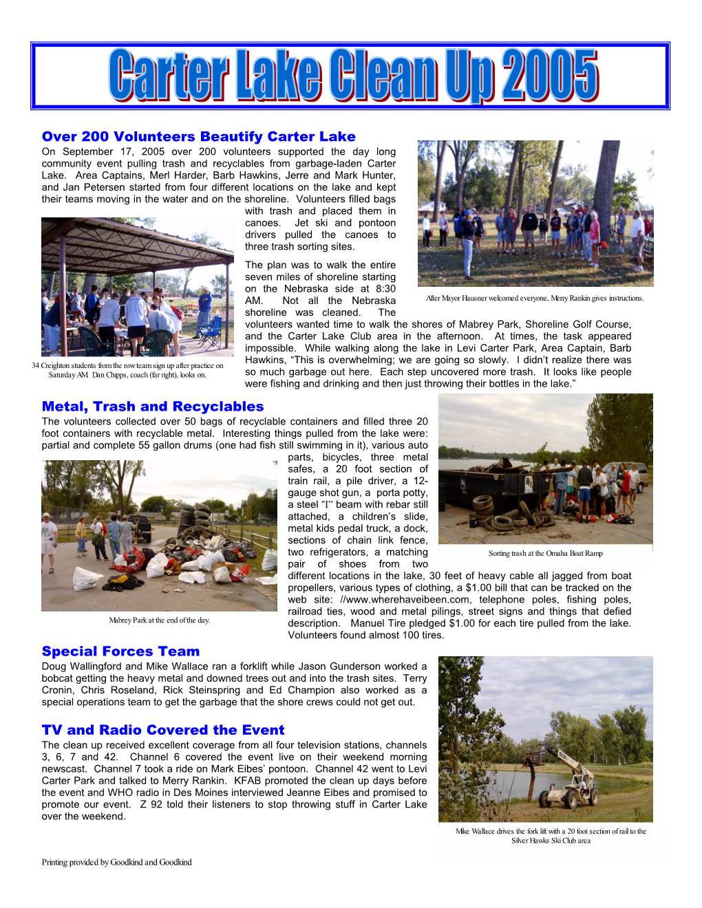 To See the 2005 Clean up Newsletter