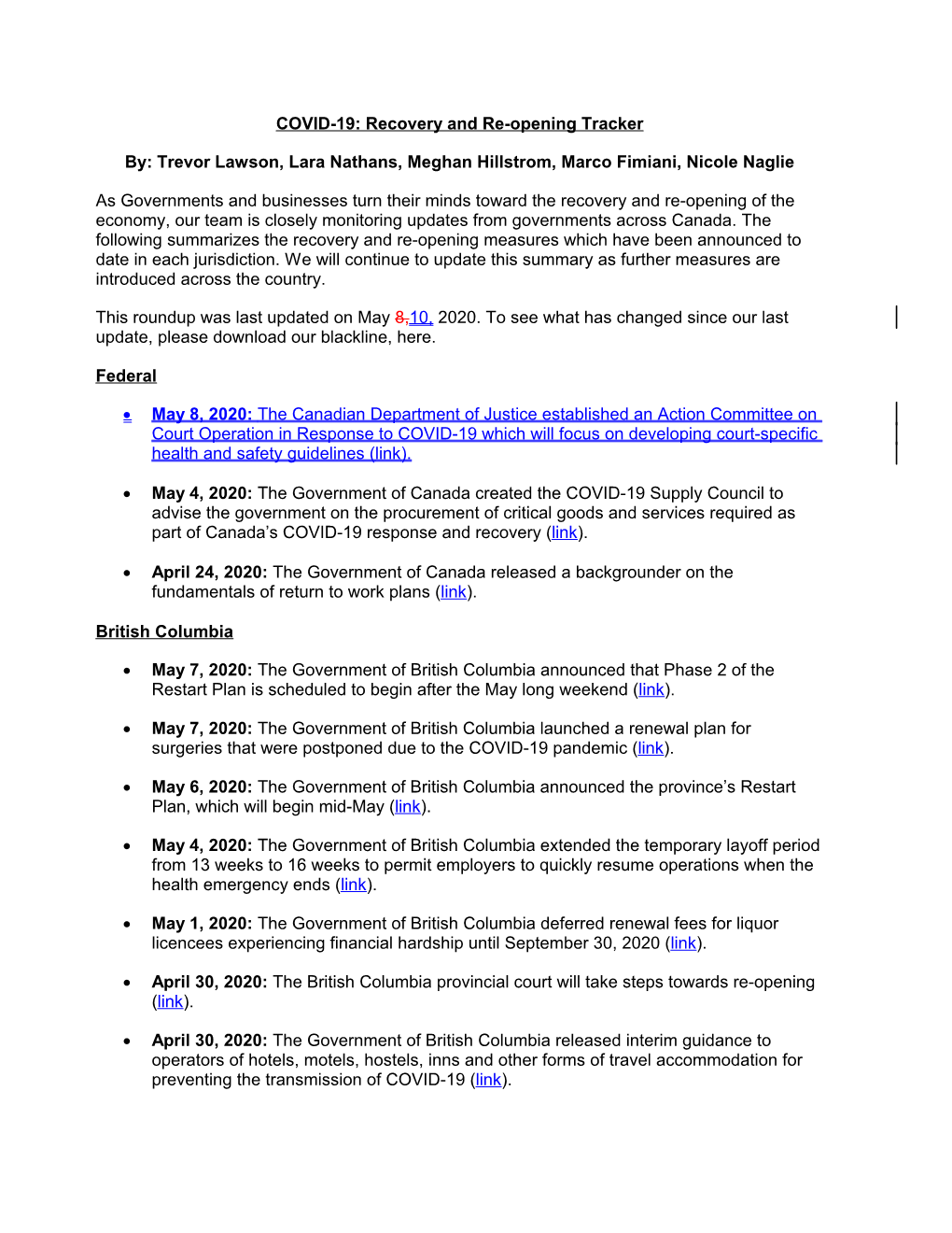 COVID-19: Recovery and Re-Opening Tracker By: Trevor Lawson, Lara