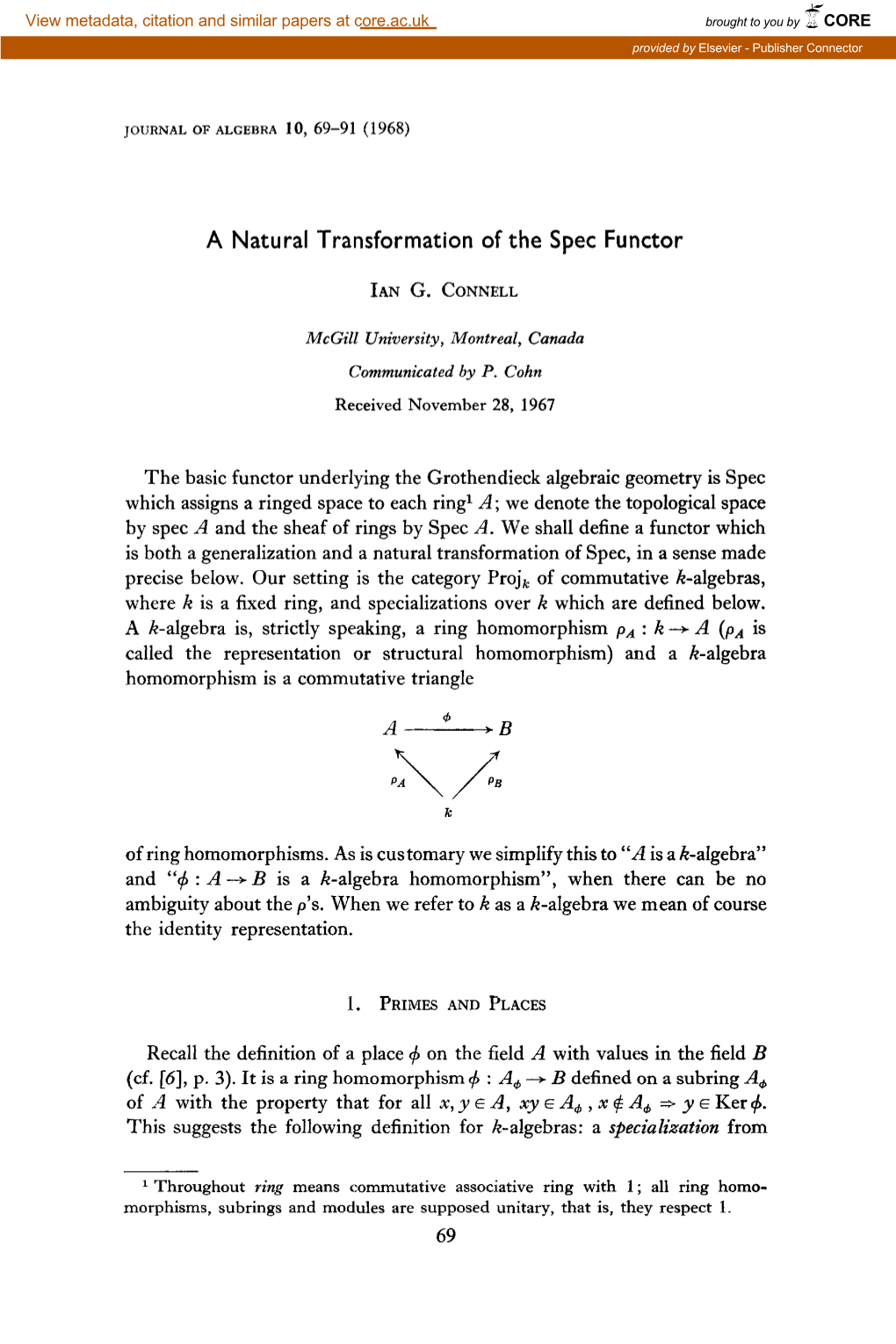 A Natural Transformation of the Spec Functor